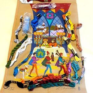 Large handpainted Christmas stocking needlepoint kit - Renaissance Banquet